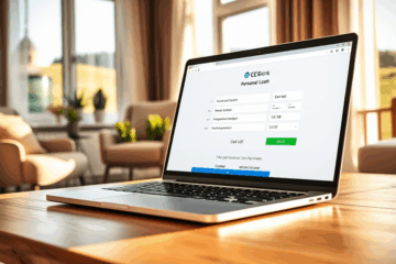 O persoană aplicând online pentru un credit personal de acasă