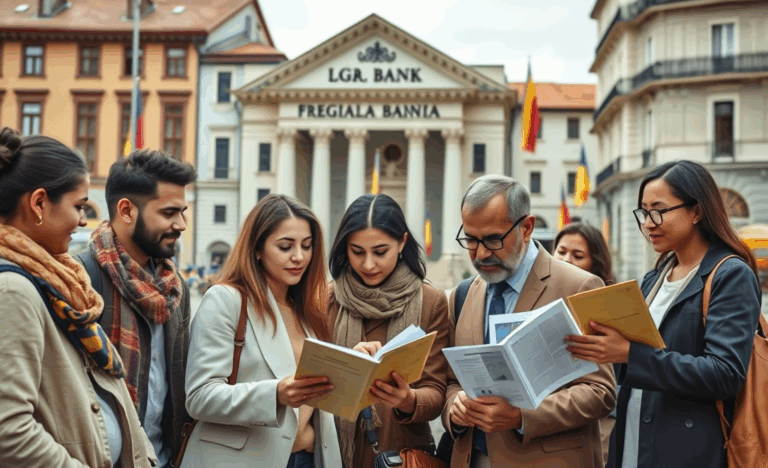 Imagine cu imigranți discutând despre opțiuni de împrumut legal în România