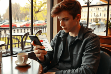 Imagine care ilustrează obținerea unui credit pentru telefonul mobil prin intermediul unei aplicații de mobile banking.