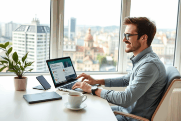 O persoană folosind un laptop pentru a aplica online la un împrumut rapid.