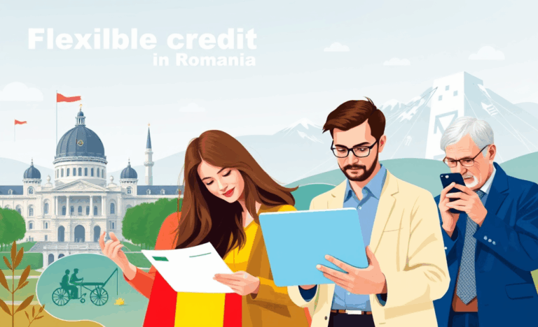 Oameni verificând opțiunile de credit disponibile online.