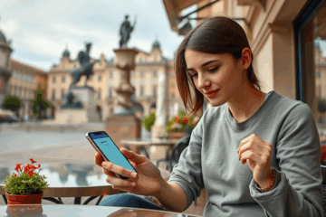 Imagine cu un telefon mobil și un simbol de aprobare pentru împrumuturi rapide.