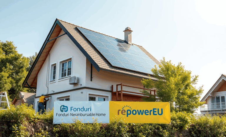 Imagine reprezentând renovarea unei locuințe cu ajutorul fondurilor nerambursabile.