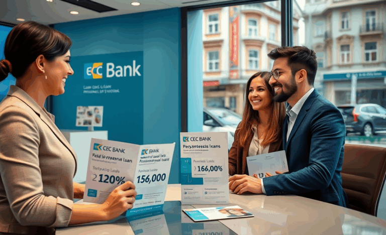 O persoană completând o cerere de împrumut la biroul CEC Bank.