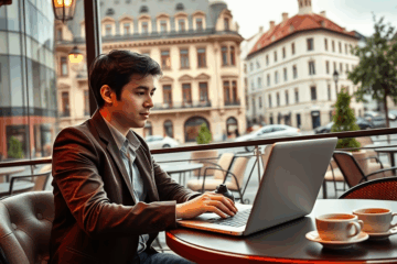 Imaginea unei persoane care utilizează un laptop pentru a aplica online la Ocean Credit pentru un credit personal.