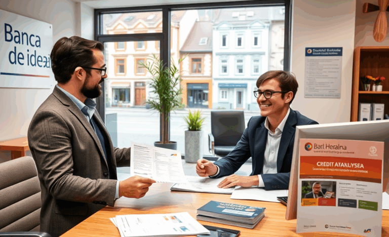 Persoană analizând documente pentru aprobare credit la bancă